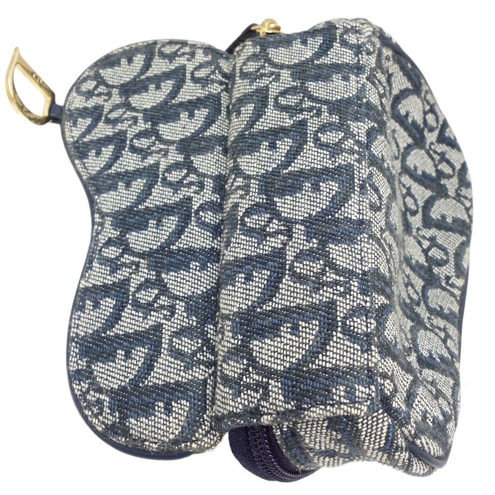 Christian Dior Trotter Saddle Pouch Gray Navy - Picture 4 of 7